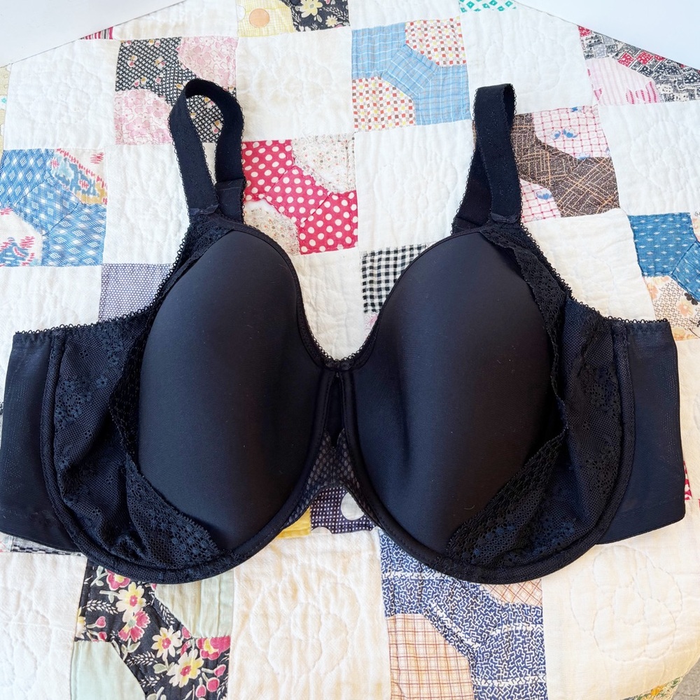 Elomi Bra Style 4383 Size 40JH US Plus  Full Figure Underwire Black Lace Charley